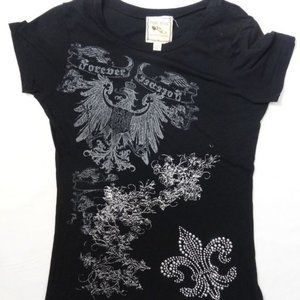 Pink Rose Black Forever New Orleans Eagle Shirt Size Medium